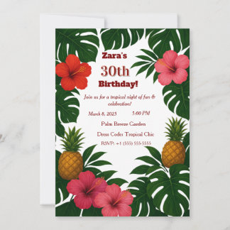 Tropisch Chic Monstera Hibiskus Ananas Einladung