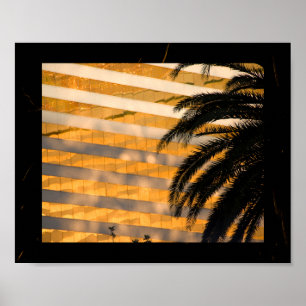 Tropisch druckbare Schwarz-Gold-Palmen-Treppe Poster