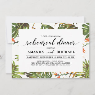 Tropisch Einfache moderne Hochzeitsprobe Dinner Einladung
