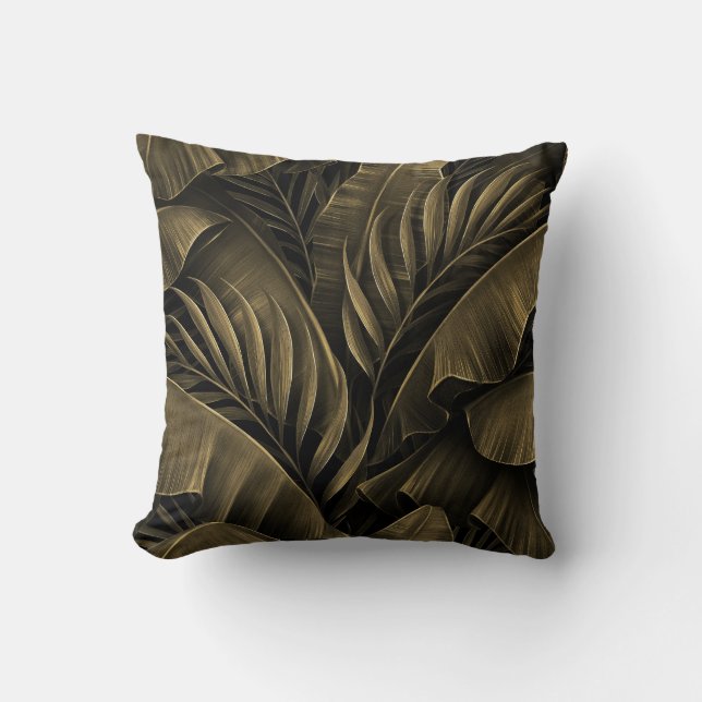 Tropisch Exotic: Grunge Goldene Natur Kissen (Vorderseite)