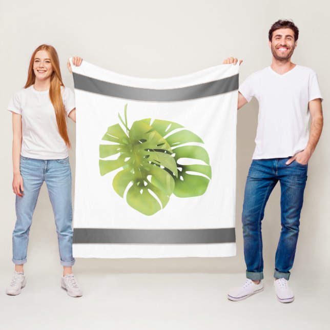 Tropisch exotische Monstera Blätter Aquarell e Fleecedecke (Beispiel)