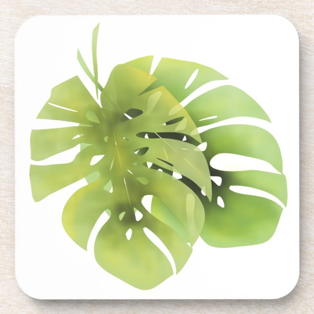 Tropisch exotische Monstera Blätter Aquarell e Getränkeuntersetzer (Vorderseite)