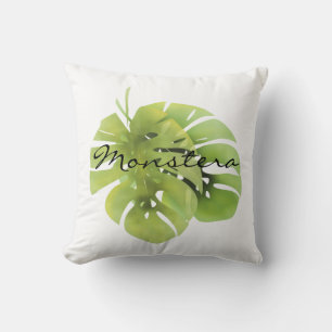 Tropisch exotische Monstera Blätter Aquarell e Kissen