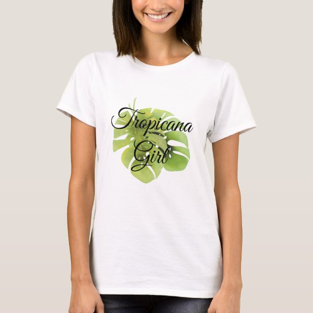 Tropisch exotische Monstera Blätter Aquarell e T-Shirt (Vorderseite)