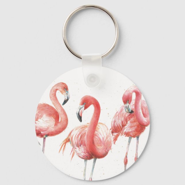 tropisch | Familie Flamingos Schlüsselanhänger (Vorderseite)