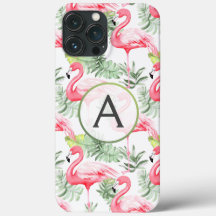 Tropisch farbenfrohe Flamingo und Blätter P & Mono