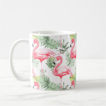 Tropisch farbenfroher Flamingo und Blätter
