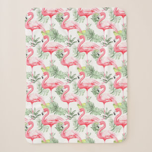 Tropisch farbenfroher Flamingo und Blätter Sherpadecke