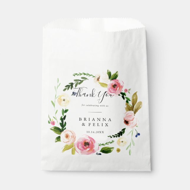Tropisch farbenfroher Herbst florale Danke Hochzei Geschenktütchen (Vorderseite)