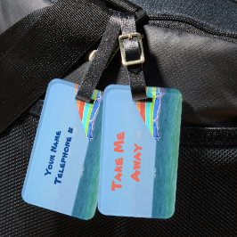 Tropisch farbenfroher Strand Umbrella Ozeanblick Gepäckanhänger