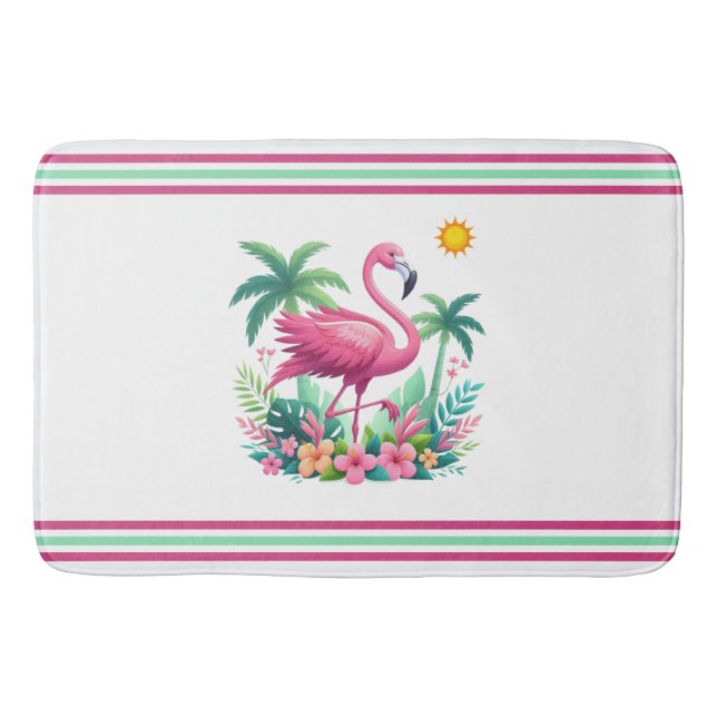 Tropisch/Florida rosa Flamingo Badematte (Vorderseite)
