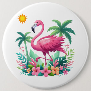 Tropisch/Florida rosa Flamingo Button