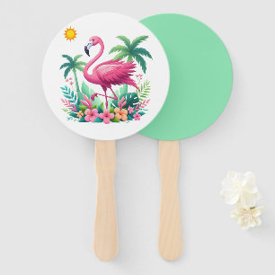 Tropisch/Florida rosa Flamingo Fächer