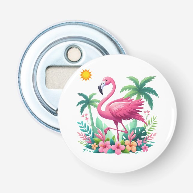 Tropisch/Florida rosa Flamingo Flaschenöffner (Vorderseite)