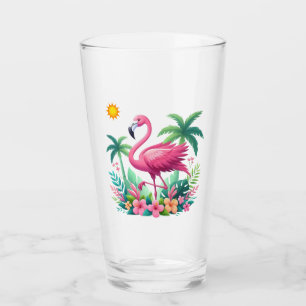 Tropisch/Florida rosa Flamingo Glas