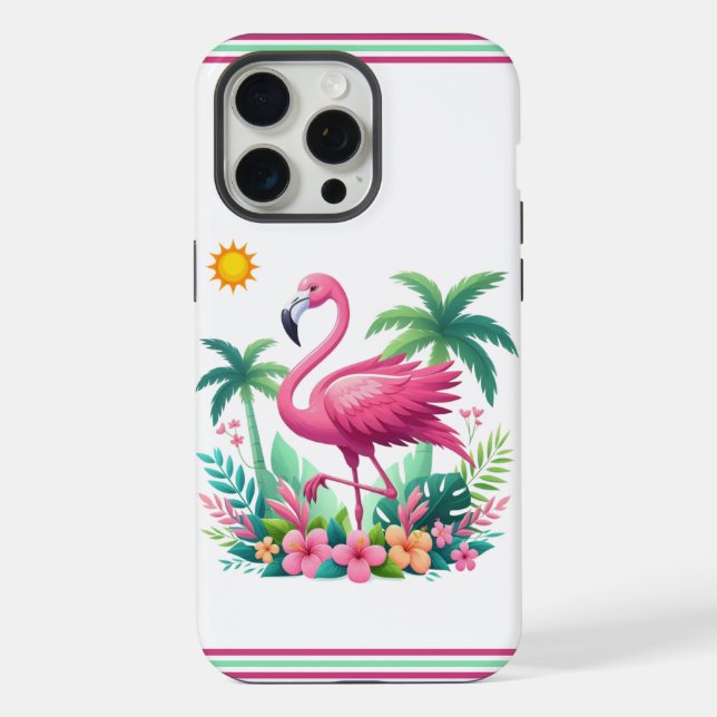 Tropisch/Florida rosa Flamingo iPhone 15 Pro Max Hülle (Rückseite)