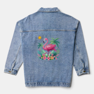 Tropisch/Florida rosa Flamingo Jeansjacke