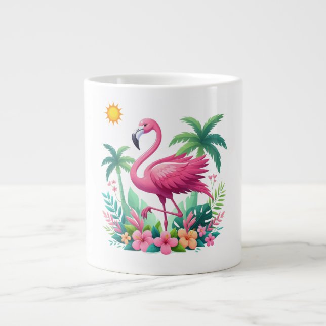 Tropisch/Florida rosa Flamingo Jumbo-Tasse (Vorderseite)
