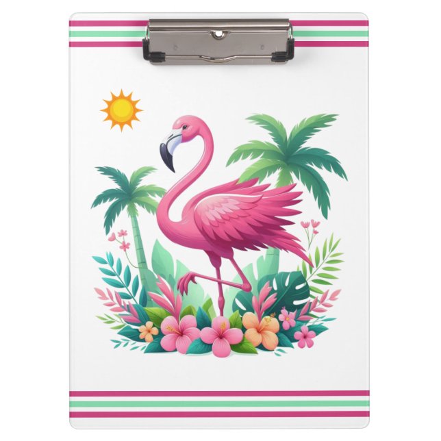 Tropisch/Florida rosa Flamingo Klemmbrett (Vorderseite)
