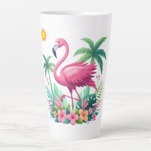Tropisch/Florida rosa Flamingo Milchtasse