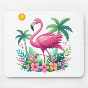 Tropisch/Florida rosa Flamingo Mousepad
