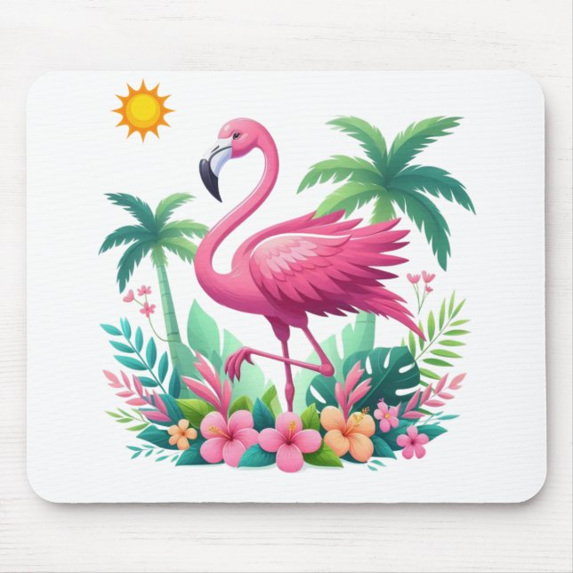 Tropisch/Florida rosa Flamingo Mousepad (Vorne)