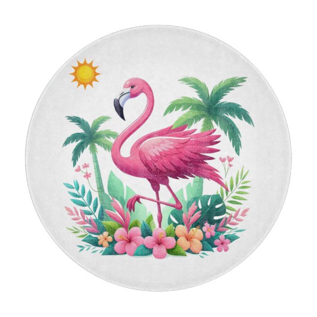 Tropisch/Florida rosa Flamingo Schneidebrett (Vorderseite)