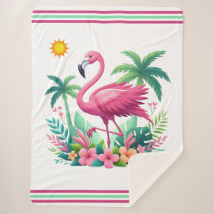 Tropisch/Florida rosa Flamingo Sherpadecke