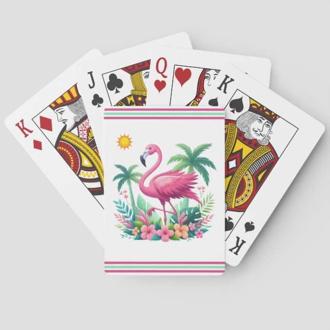 Tropisch/Florida rosa Flamingo Spielkarten (Rückseite)