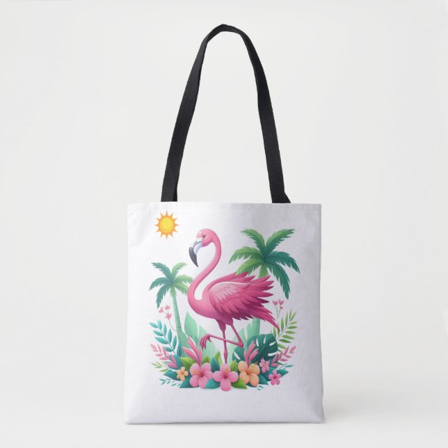Tropisch/Florida rosa Flamingo Tasche (Vorderseite)