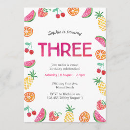 Tropisch fruchtig Rosa Geburtstag Einladung