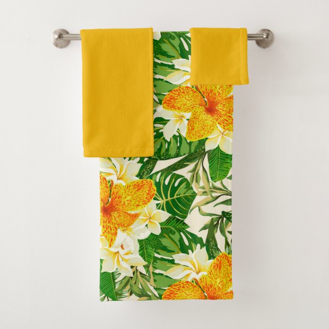 Tropisch gelbe Blumen Goldene gelbe Akzente Badhandtuch Set (Insitu)