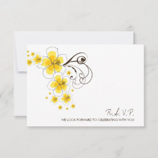 Tropisch gelber Hibiskus Beach Hochzeit in Urlaubs RSVP Karte
