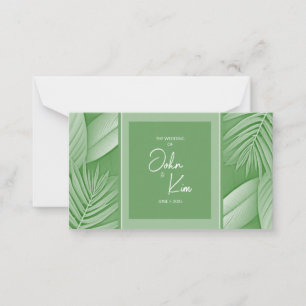 Tropisch Green Theme Wedding Note Card Mitteilungskarte