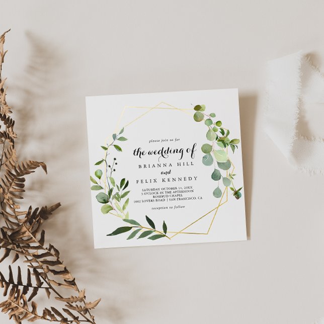 Tropisch-grüne Blätter Hochzeit Einladung (Von Creator hochgeladen)