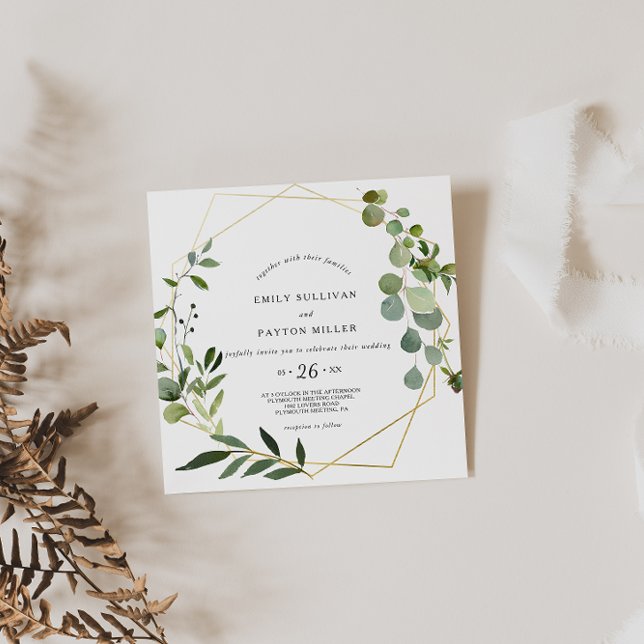 Tropisch-grüne Blätter Hochzeit Einladung (Von Creator hochgeladen)