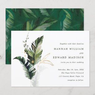 Tropisch-grüne Blätter Hochzeit Einladung