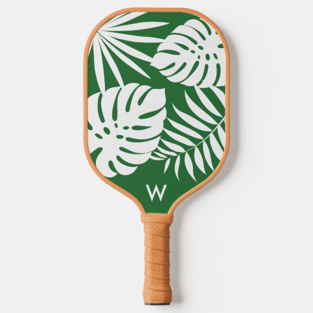 Tropisch-grünes Monogram-Paddel Pickleball Schläger (Vorderseite)