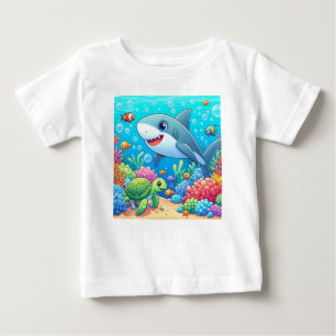 Tropisch/Hawaii farbenfroher Unterwasser-Hai und S Baby T-shirt