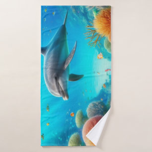 Tropisch/Hawaii farbiger Unterwasserdelphin Badehandtuch
