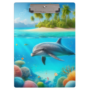 Tropisch/Hawaii farbiger Unterwasserdelphin Klemmbrett