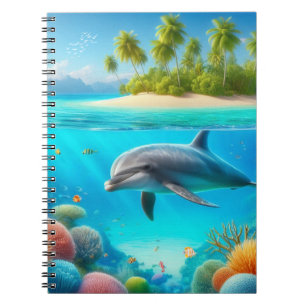Tropisch/Hawaii farbiger Unterwasserdelphin Notizblock