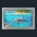 Tropisch/Hawaii farbiger Unterwasserdelphin Rechteckige Gürtelschnalle<br><div class="desc">.</div>