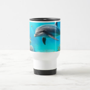 Tropisch/Hawaii farbiger Unterwasserdelphin Reisebecher