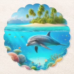Tropisch/Hawaii farbiger Unterwasserdelphin Untersetzer