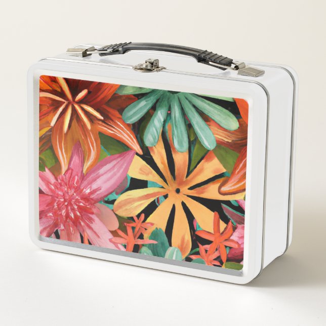 tropisch/hawaiianisch/blumenreich/Blume Metall Brotdose (Vorderseite)