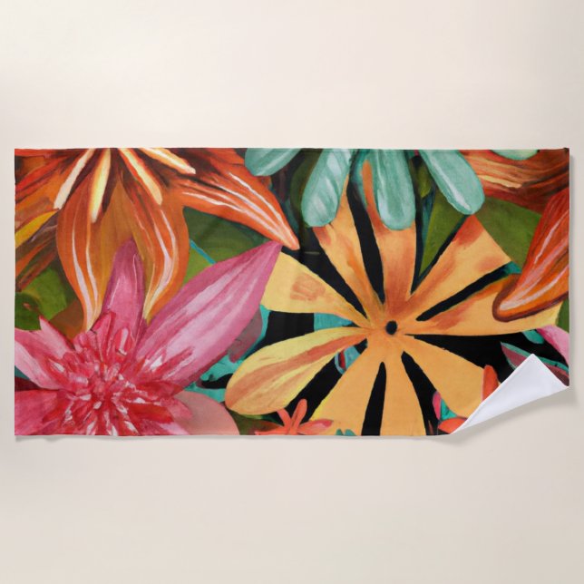 tropisch/hawaiianisch/blumenreich/Blume Strandtuch (Vorderseite)