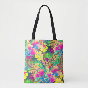Tropisch-hawaiianische Blume Blätter farbenfroh bl Tasche