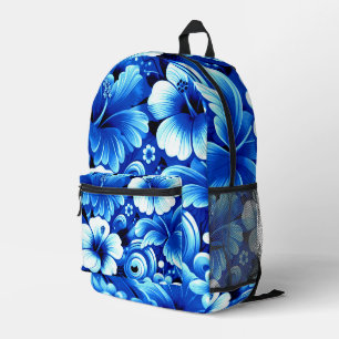Tropisch-hawaiianische Blume Hibiskus Cobalt Blue Bedruckter Rucksack