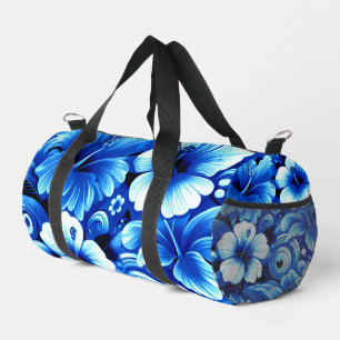 Tropisch-hawaiianische Blume Hibiskus Cobalt Blue Duffle Bag